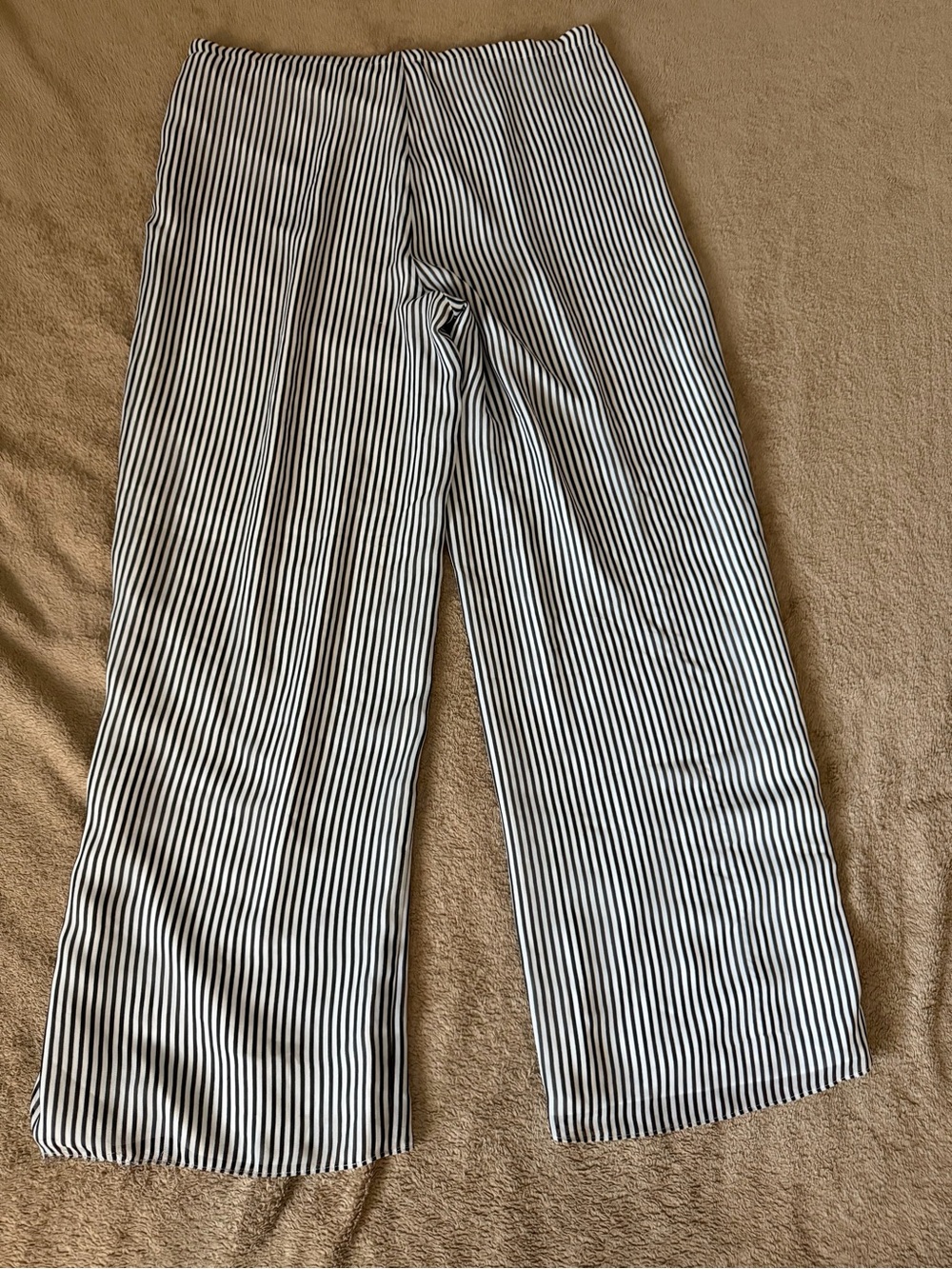 Black & White Vertical-Stripe Wide Leg Pants